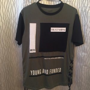 Carbon  Black and Olive Green T-shirt